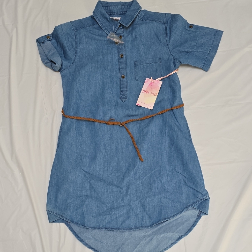 Stylish Kids Blue Denim Dress with Belt
